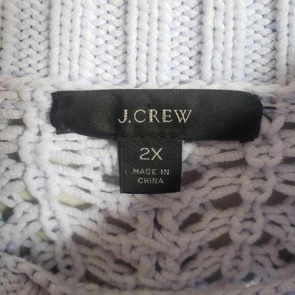 J.Crew Wide Neck Beach Sweater with Pointelle Stitch Light Blue Size Women's 2X - Picture 2 of 10